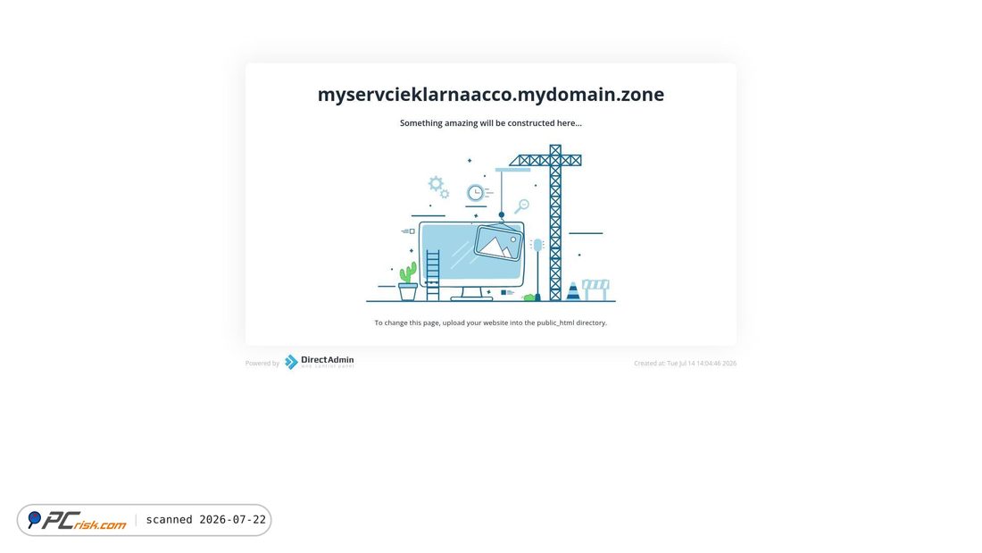 Screenshot of myservcieklarnaacco.mydomain.zone