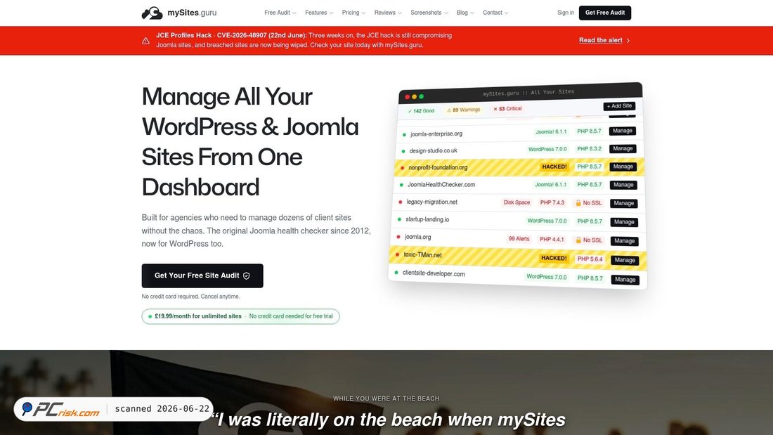 Screenshot of mysites.guru