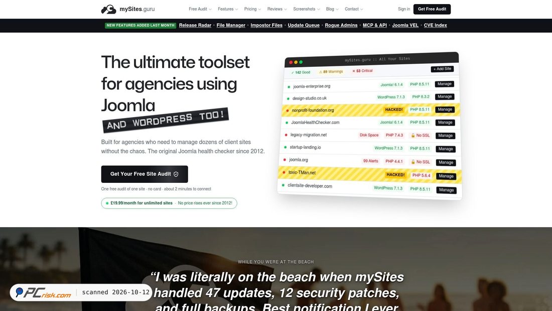 Screenshot di mysites.guru