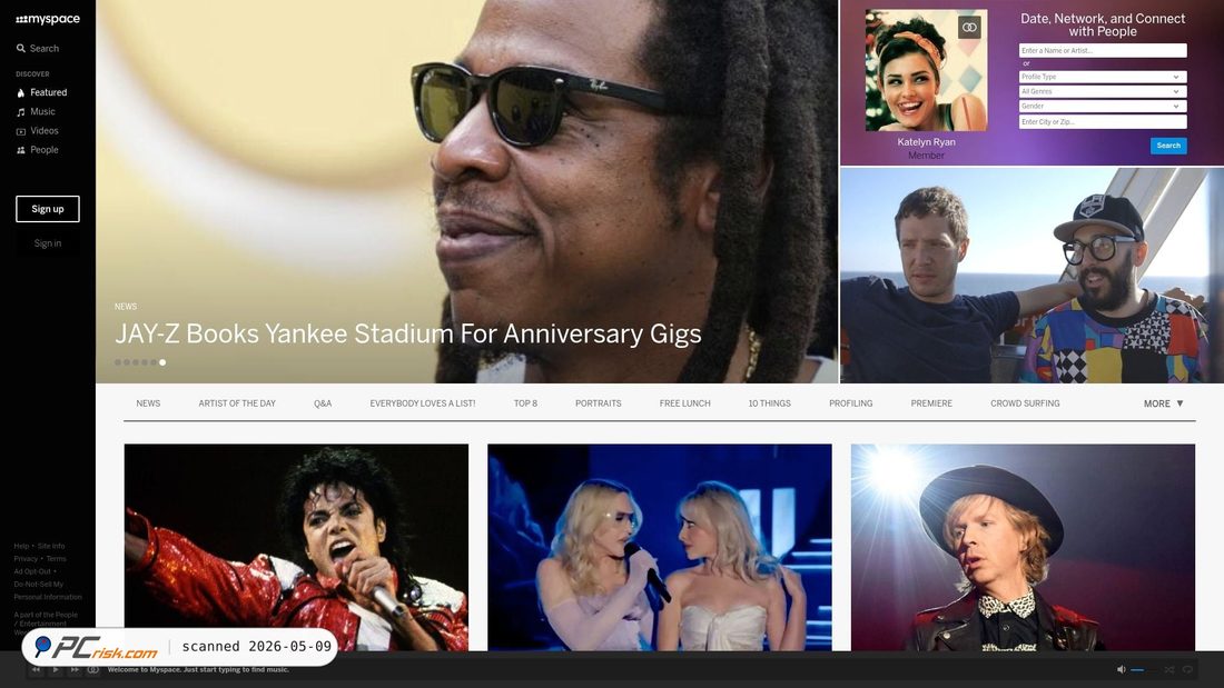 Screenshot di myspace.com