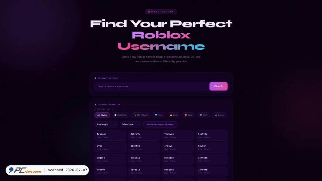 Screenshot of names-forge.netlify.app
