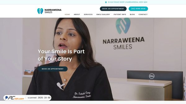 Captura de ecrã de narraweenasmiles.com.au