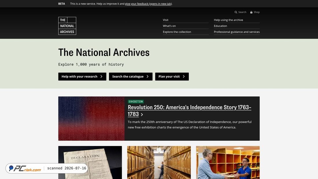 Screenshot of nationalarchives.gov.uk