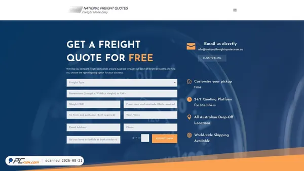 nationalfreightquotes.com.au screenshot
