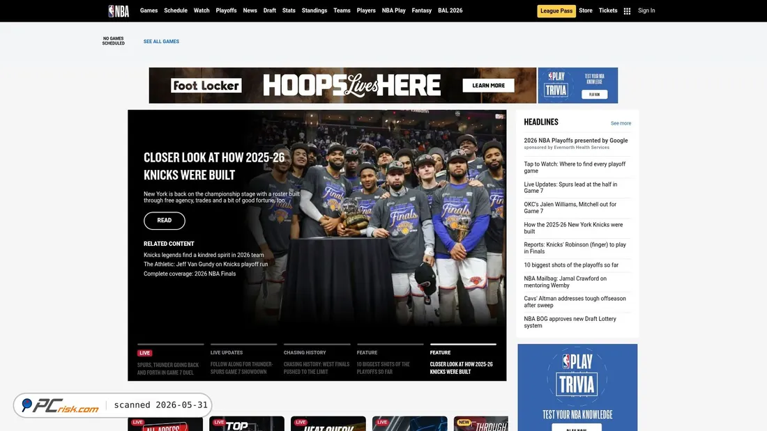 Screenshot of nba.com