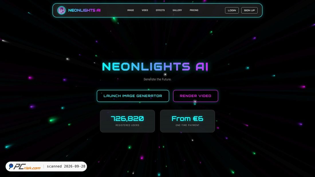 Captura de ecrã de neonlights.ai