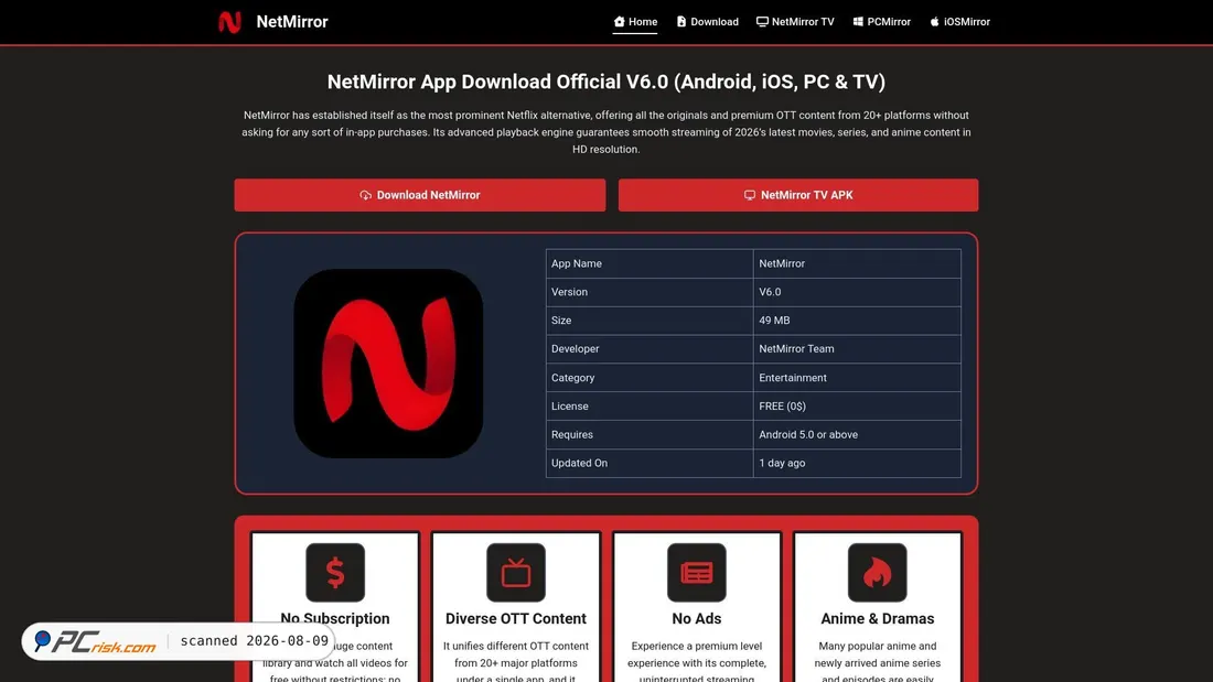 Screenshot of netmirror.co.in