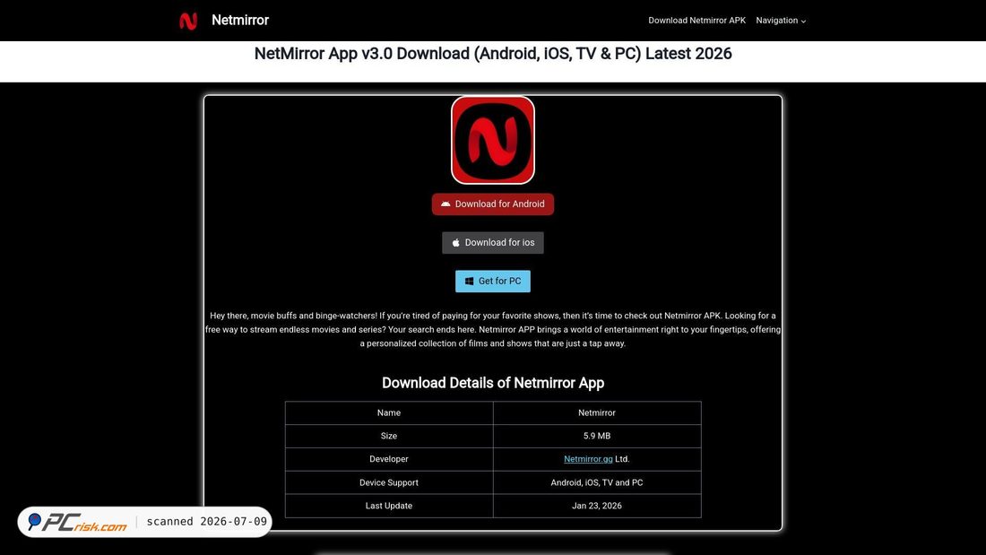 Screenshot of netmirrors.org