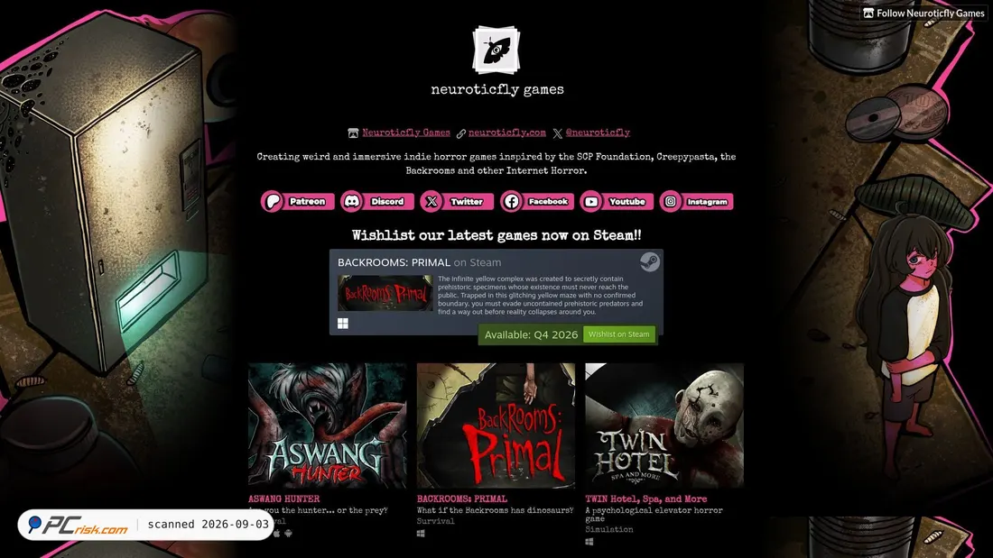 Captura de pantalla de neuroticfly.itch.io