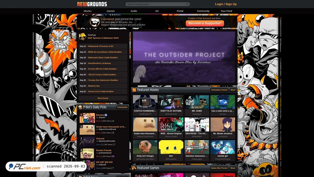 Captura de pantalla de newgrounds.com