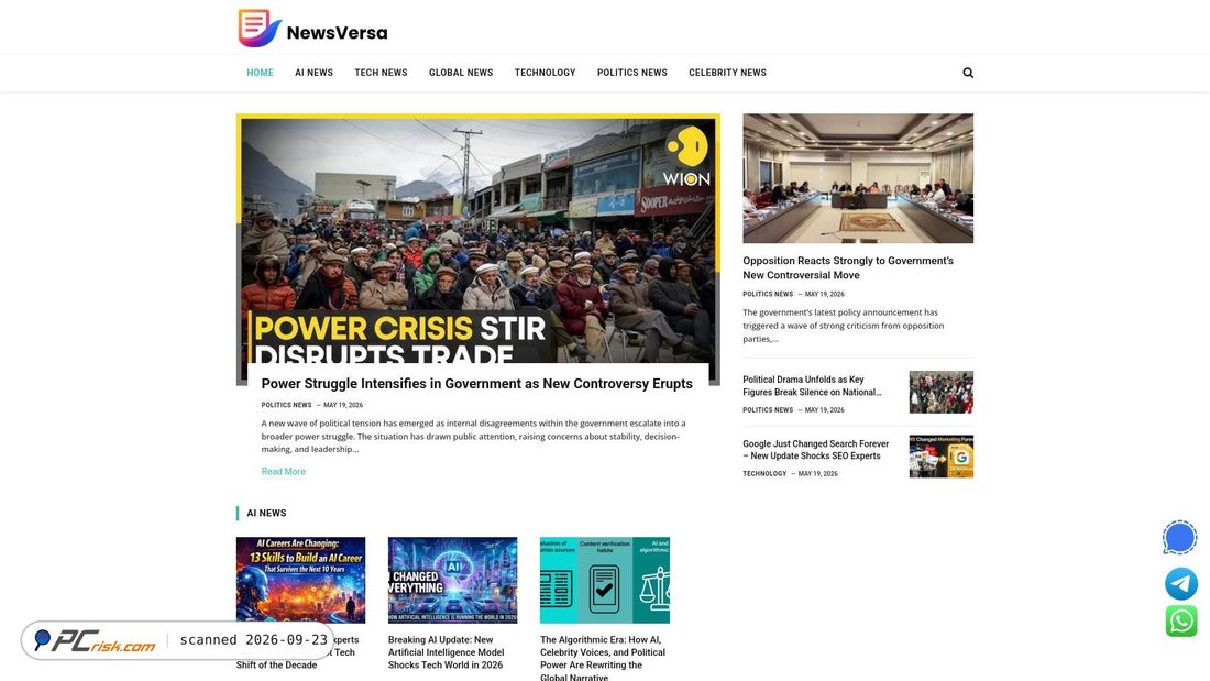 Captura de ecrã de newsversa.com