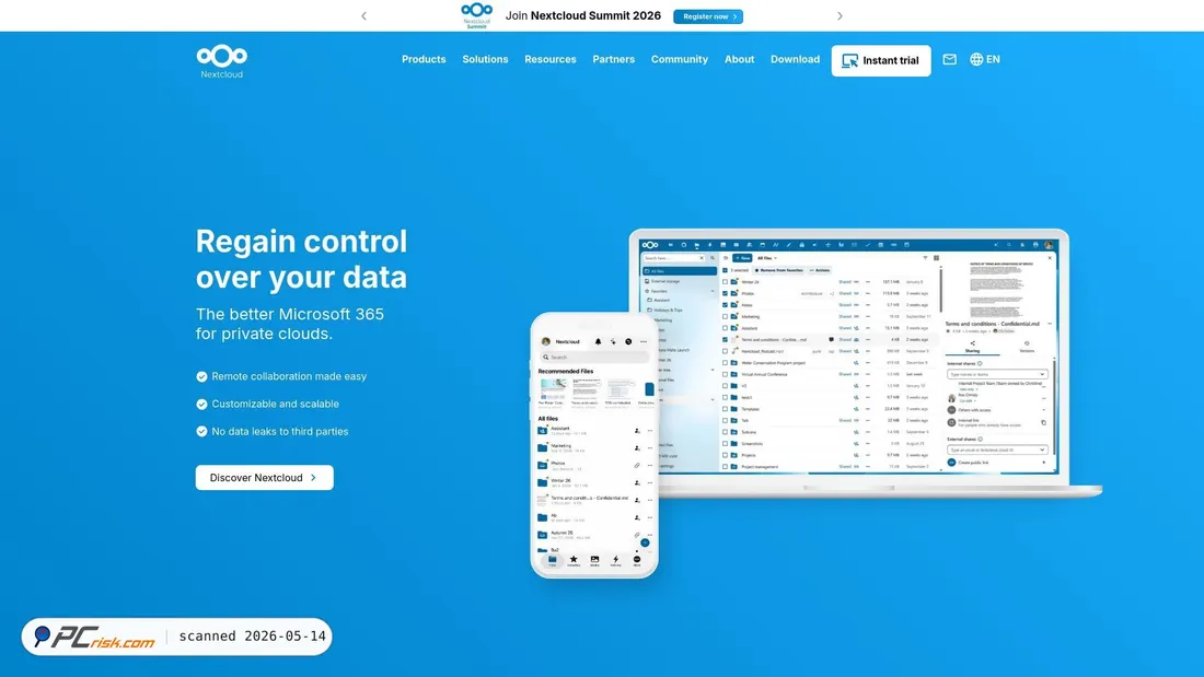 Screenshot of nextcloud.com