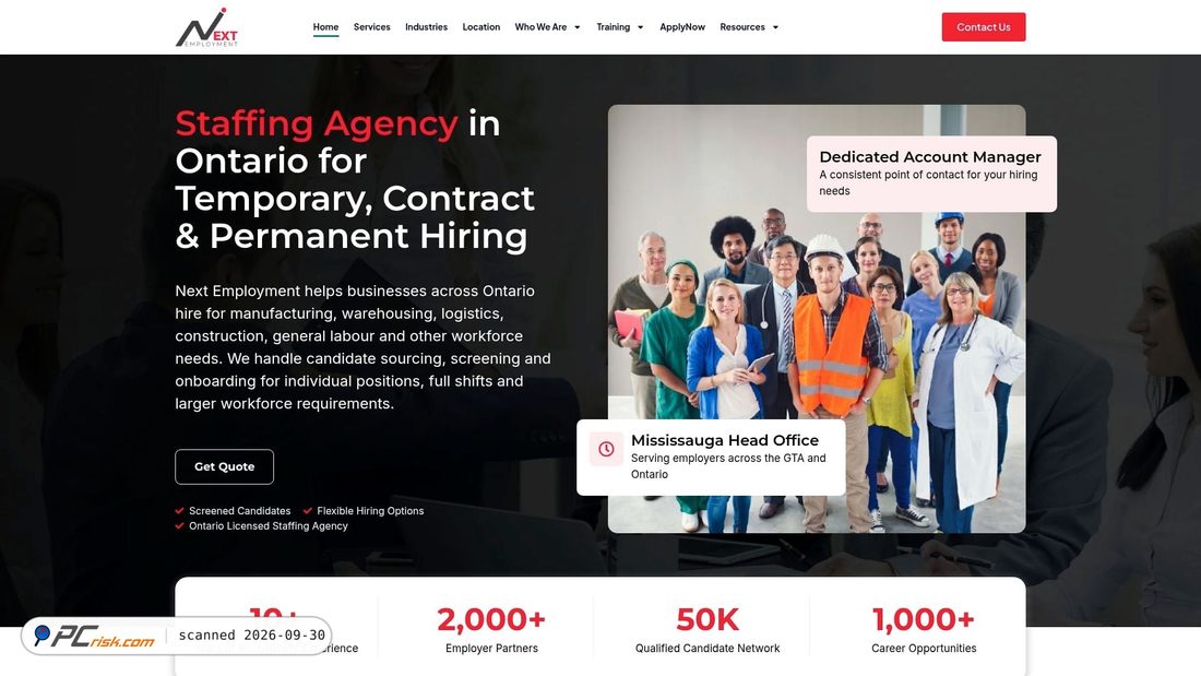 Captura de ecrã de nextemployment.ca