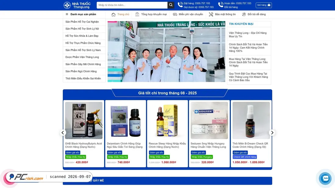 Screenshot di nhathuocthanglong1.com