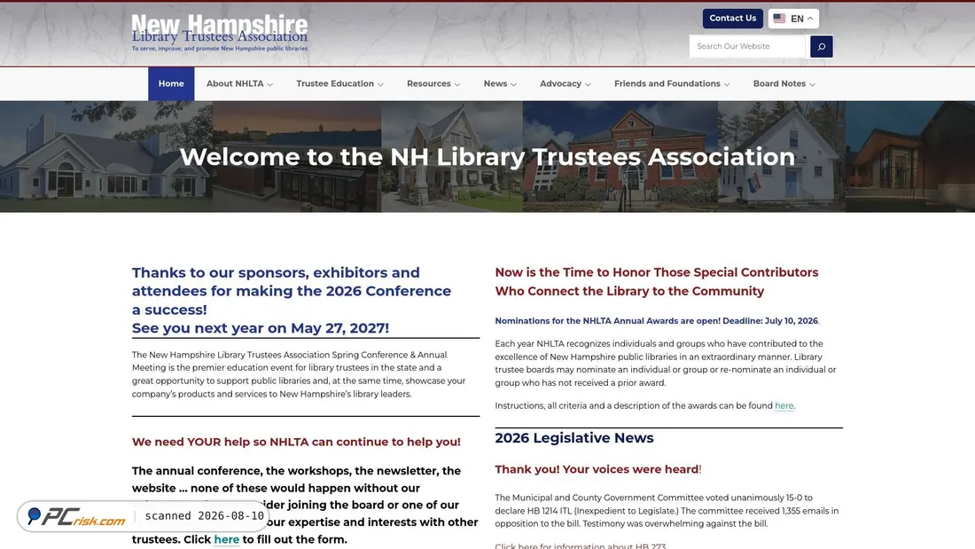 Screenshot of nhlta.org
