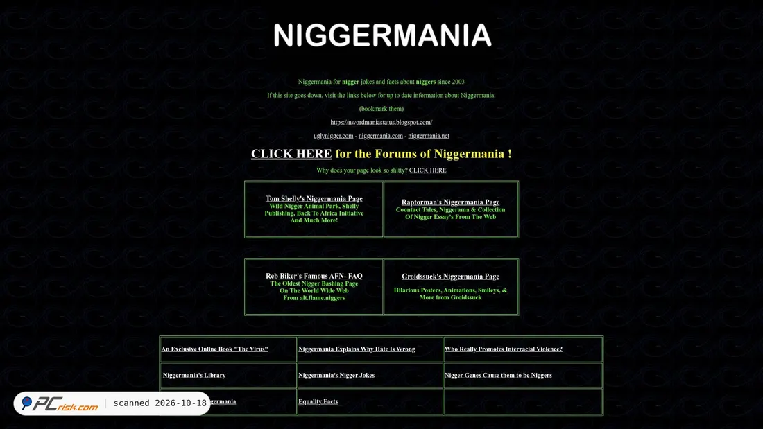 Captura de ecrã de niggermania.club