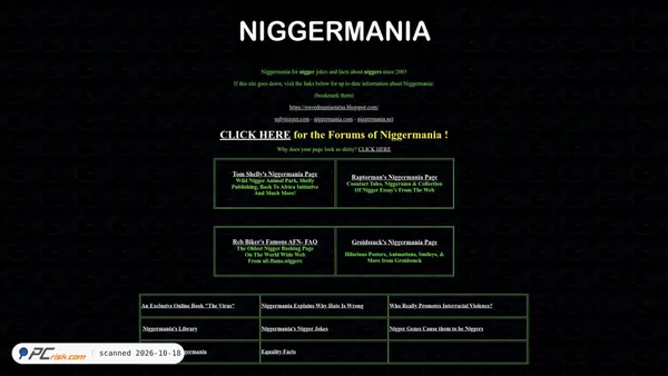 Captura de ecrã de niggermania.club