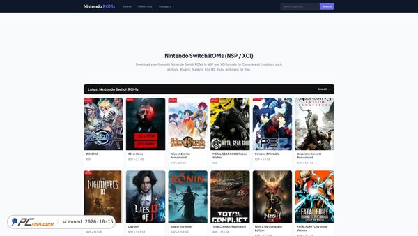 Captura de ecrã de nintendo-roms.com