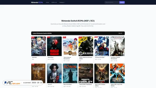 Captura de ecrã de nintendo-roms.com