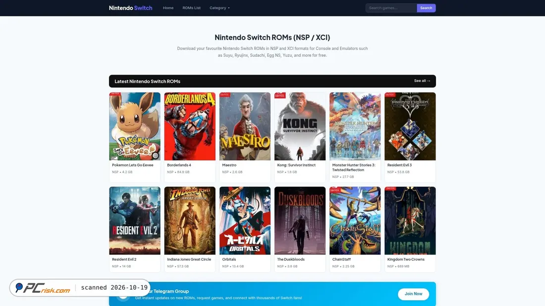 Screenshot of nintendoswitchs.com