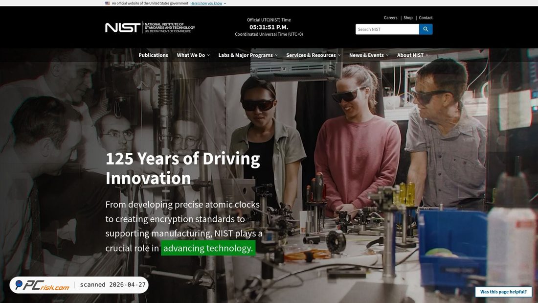 Screenshot of nist.gov