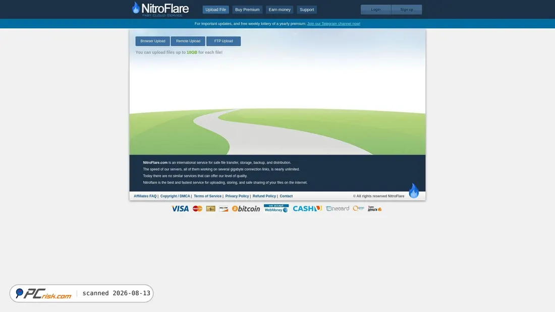 Screenshot of nitroflare.com