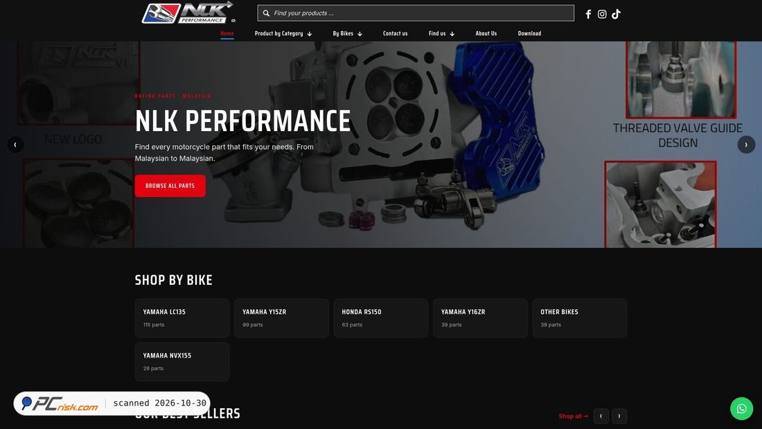 Screenshot di nlkperformance.com