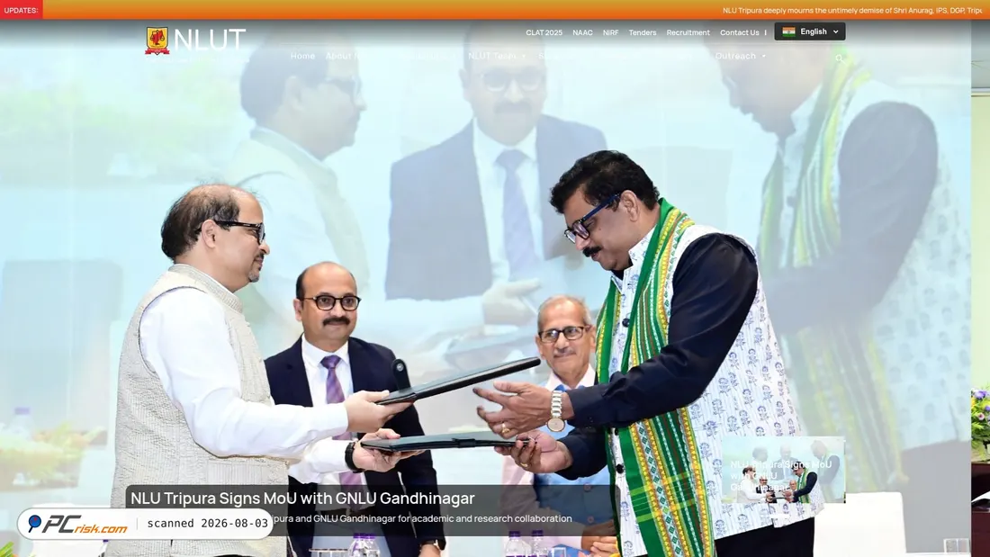 Screenshot of nlutripura.ac.in