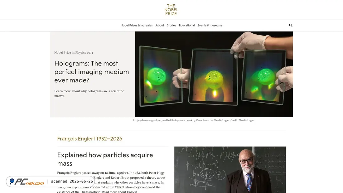 Screenshot of nobelprize.org
