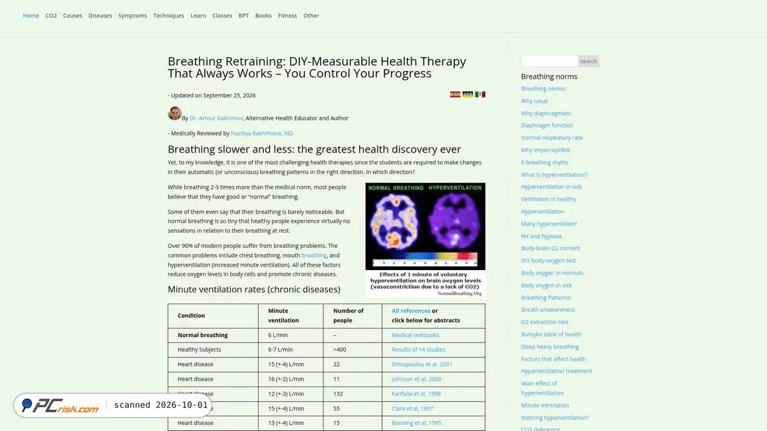 Screenshot of normalbreathing.com