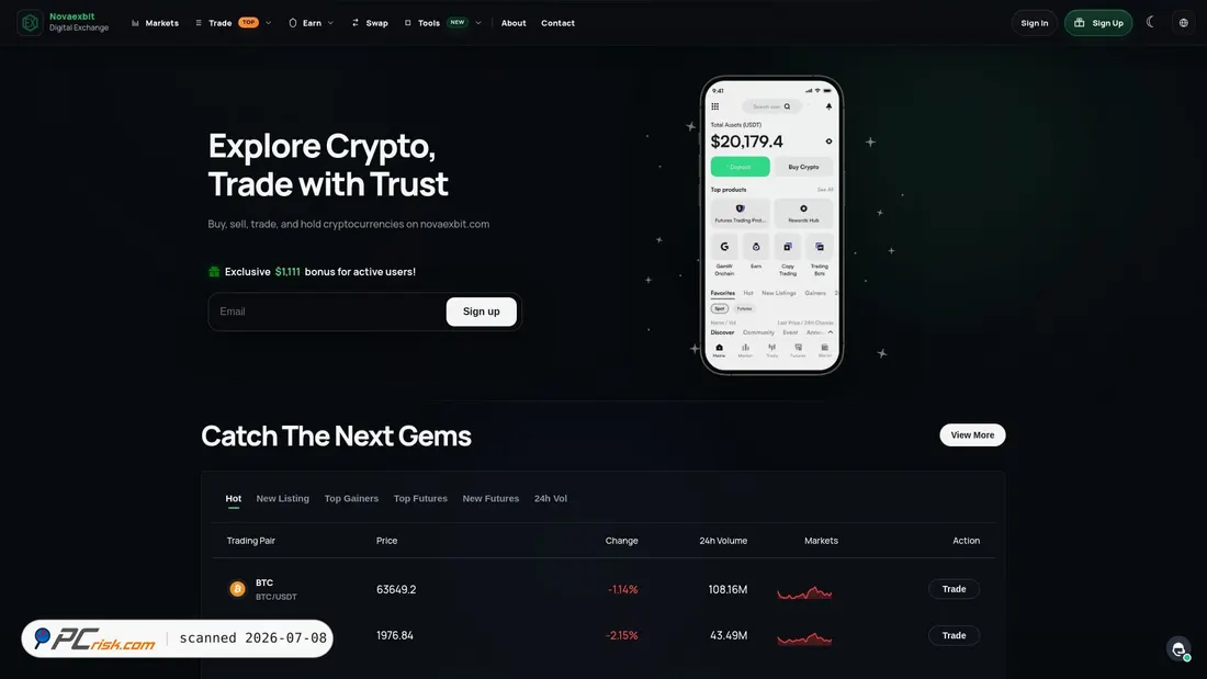 Screenshot of novaexbit.com