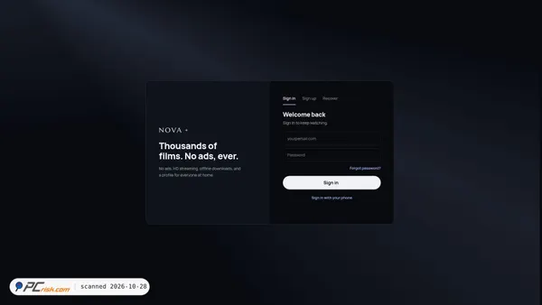Screenshot di novahd.tv
