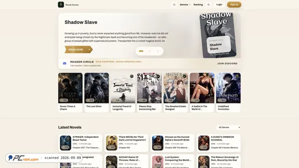 Capture d’écran de novelarrow.com
