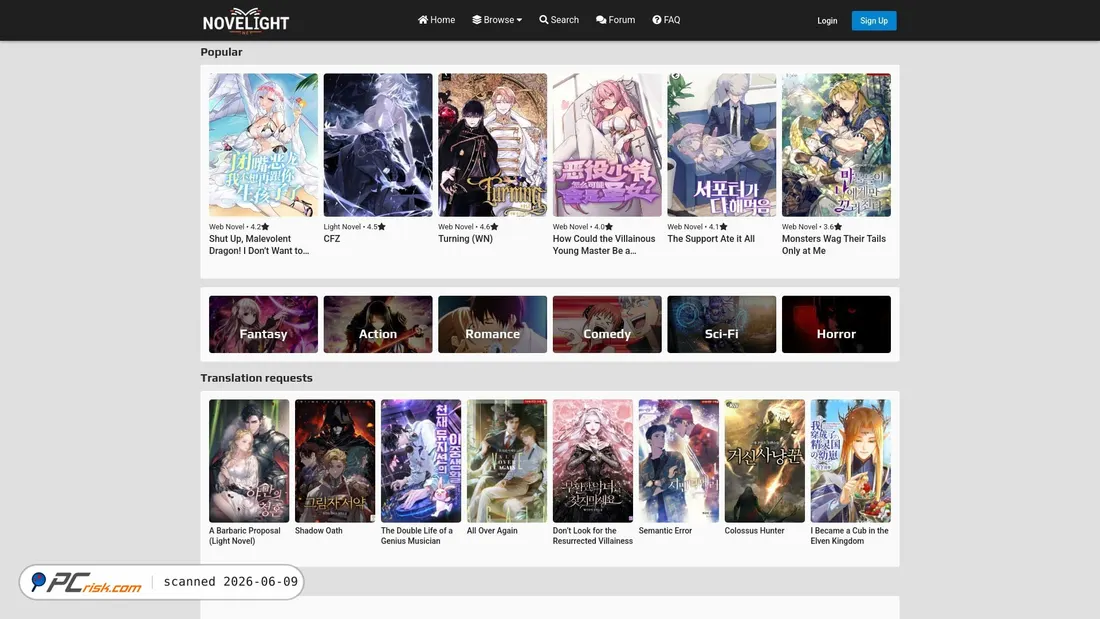 Screenshot of novelight.net