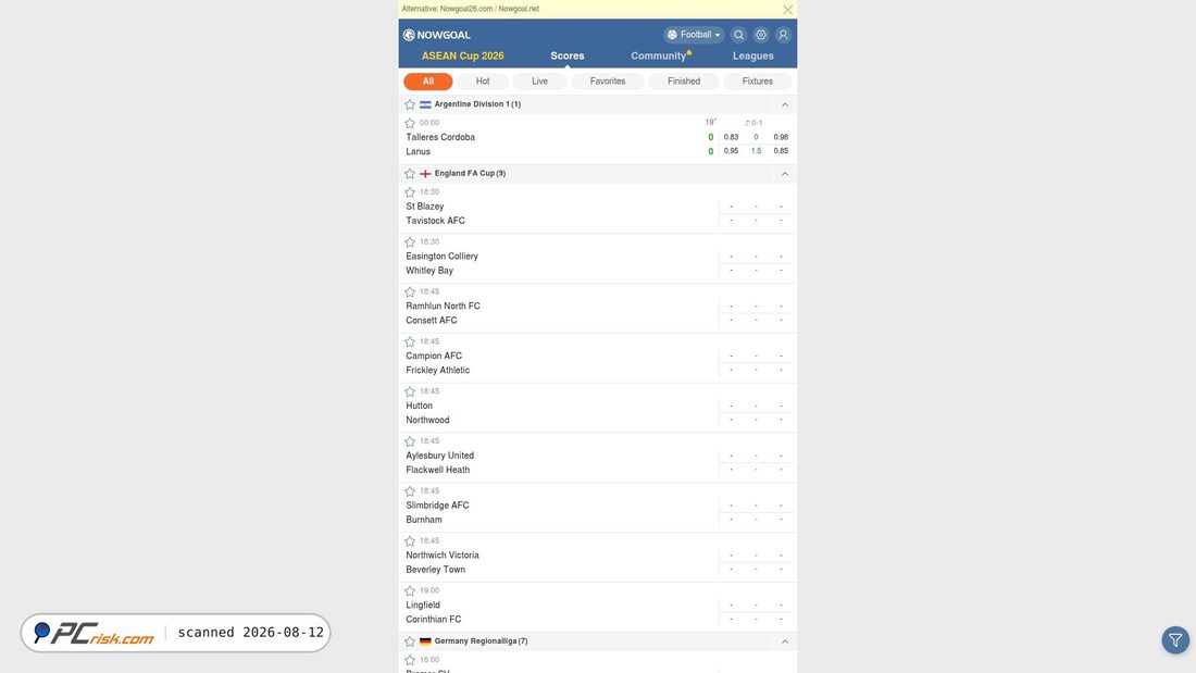 Screenshot of nowgoal820.com
