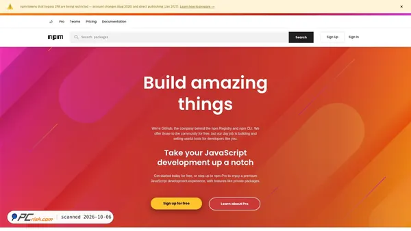npmjs.org screenshot