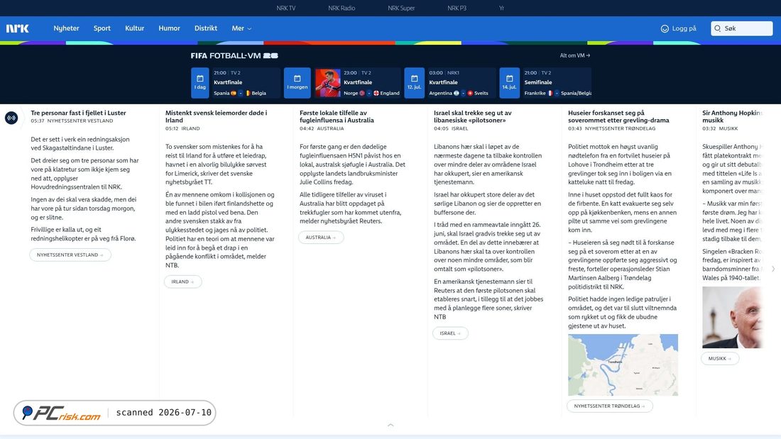 Screenshot of nrk.no