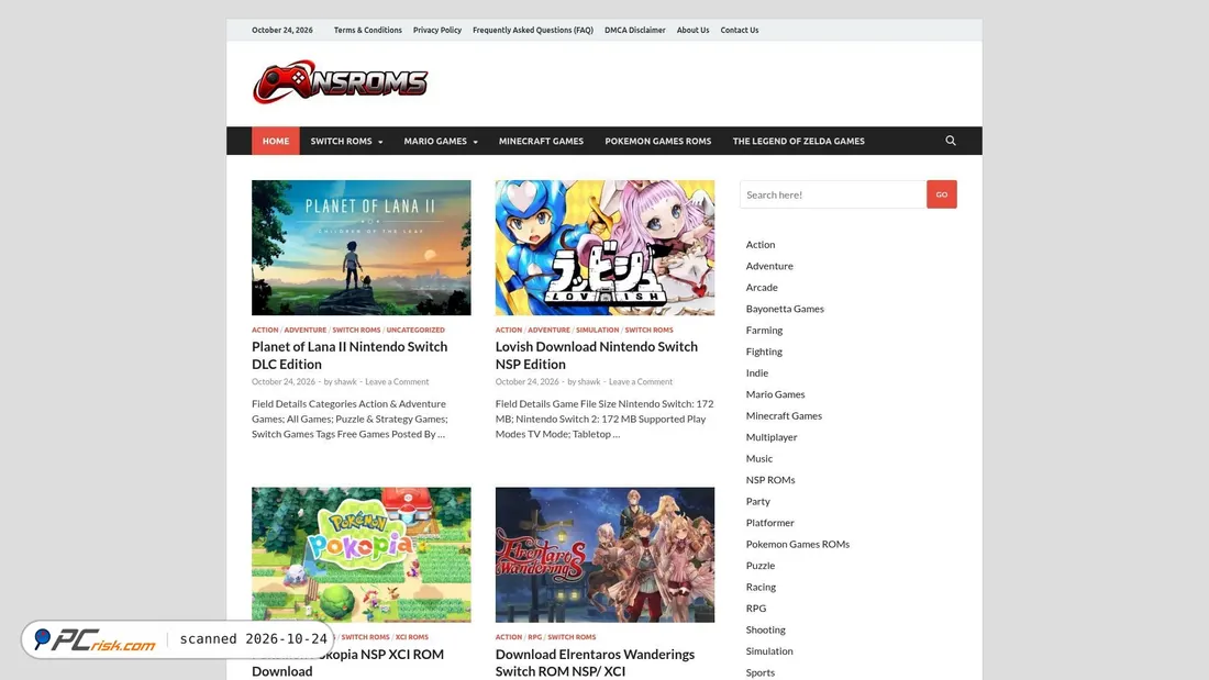 Screenshot di nsroms.com