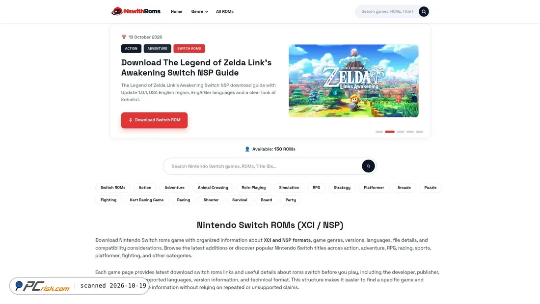 Screenshot of nswitchroms.net