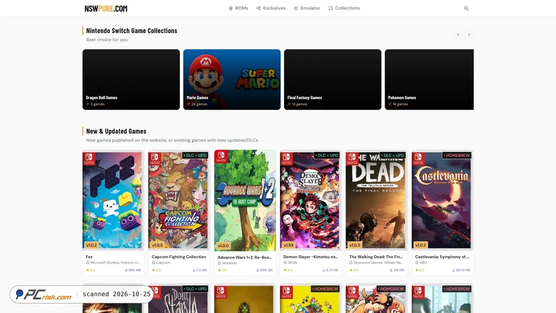 Screenshot von nswpure.com