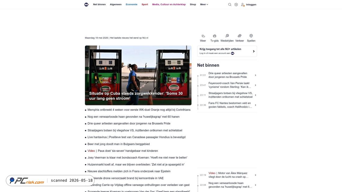 Screenshot di nu.nl