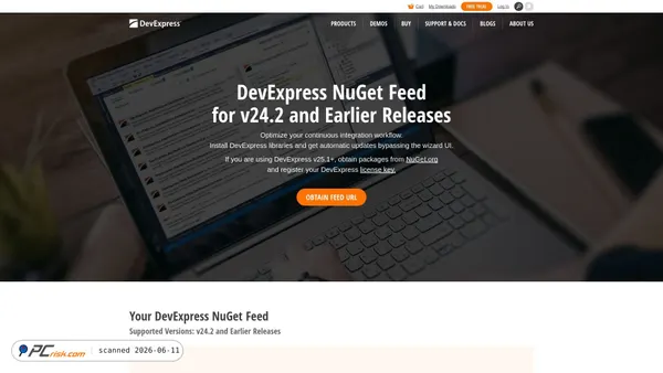 nuget.devexpress.com screenshot