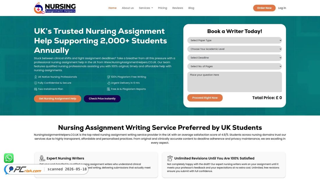 Screenshot of nursingassignmenthelpers.co.uk