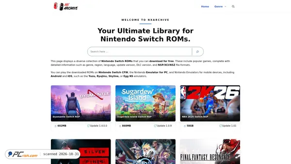 nxarchive.com screenshot