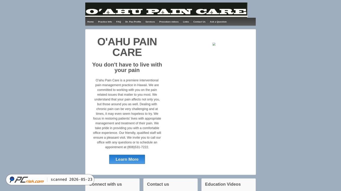 Screenshot of oahupaincare.com