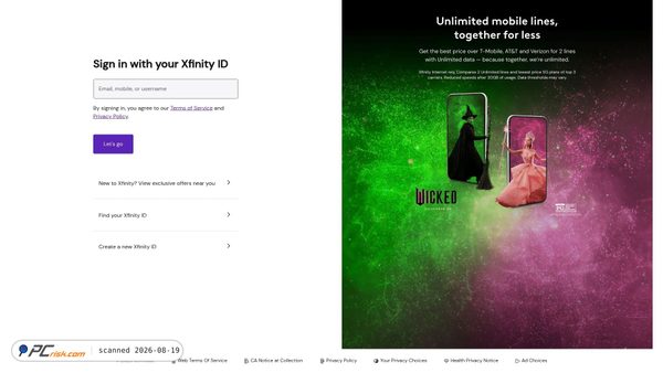 oauthcomcast.vercel.app Screenshot