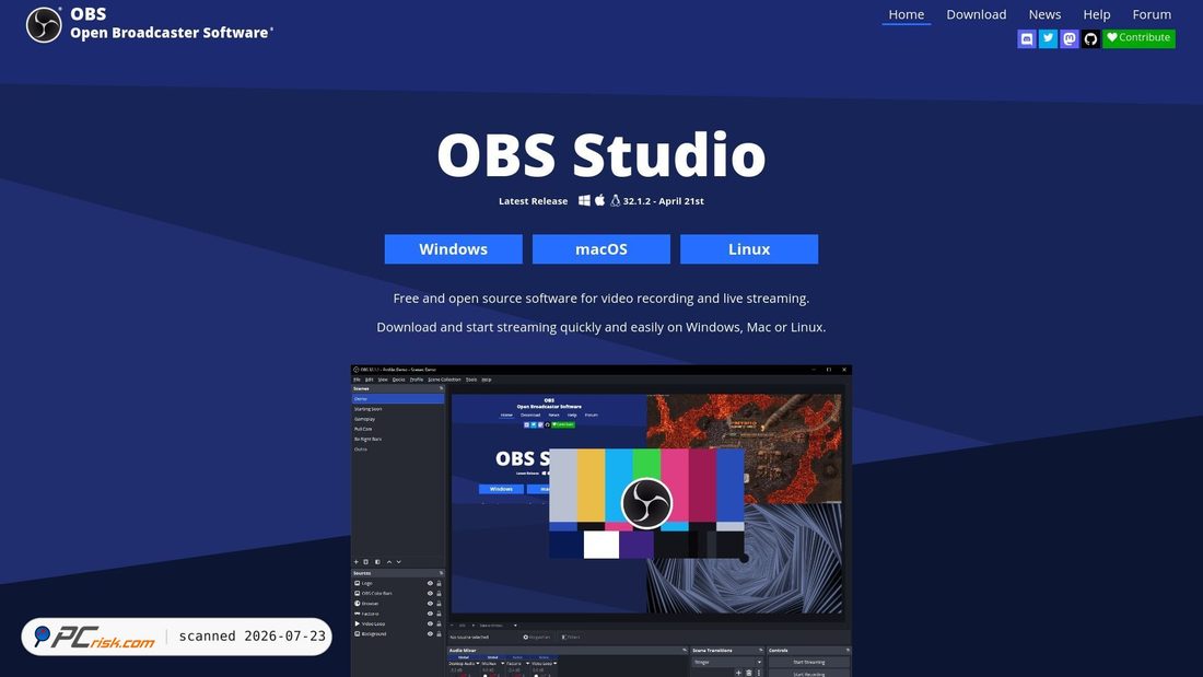 Screenshot von obsproject.com