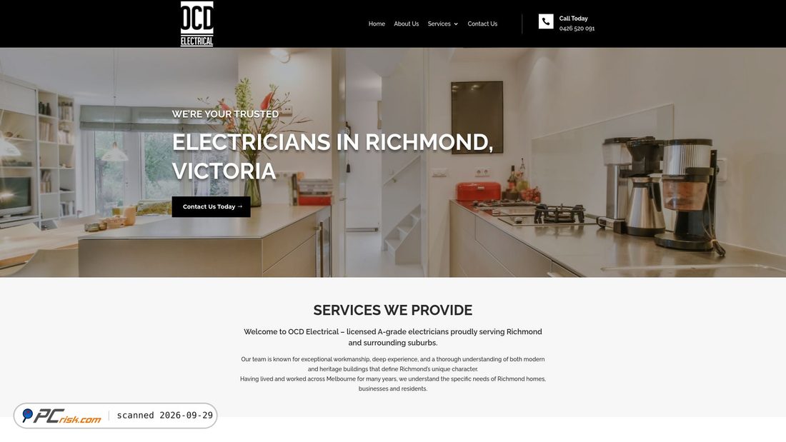 Captura de ecrã de ocdelectricalrichmond.com.au