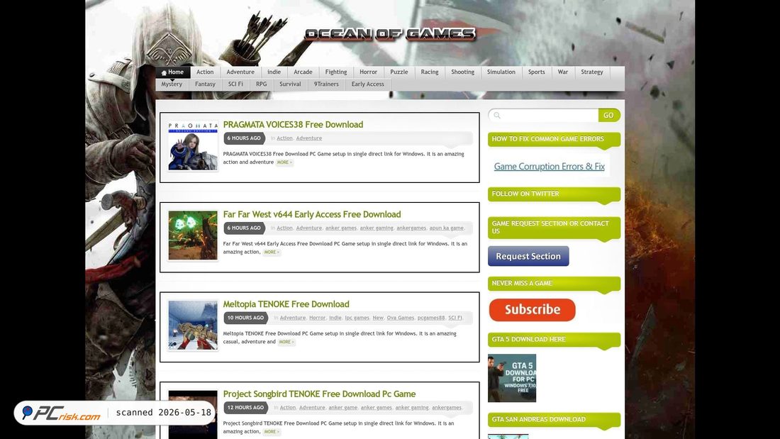 Screenshot of oceantogames.com