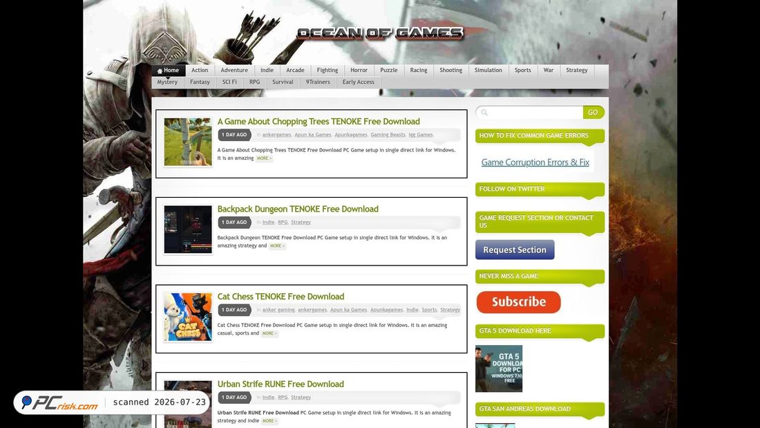 Screenshot von oceantogames.com